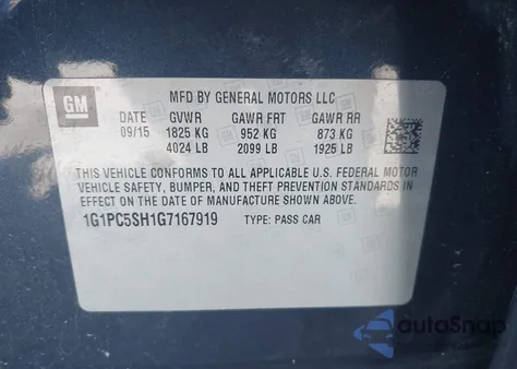 2016 Chevrolet Cruze Limited Ls Auto из США, поврежденный, VIN 1G1PC5SH1G7167919